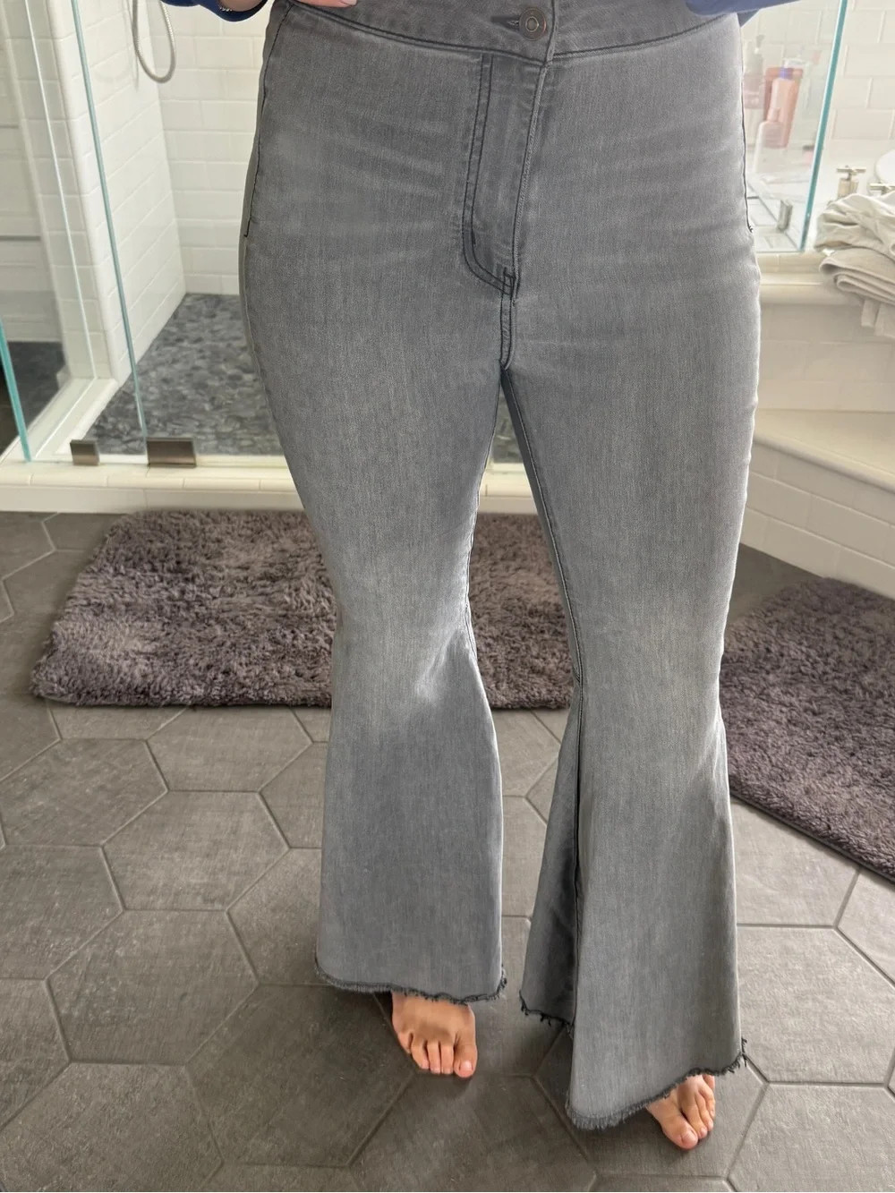 Free People Gray High-Rise Flare Jeans